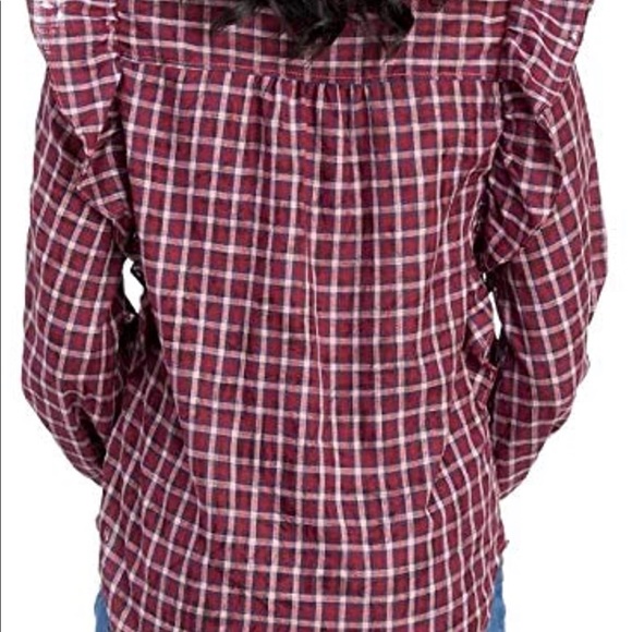 Jessica Simpson Ruffle Plaid Top M NWT - Picture 3 of 6